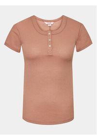 Hunkemöller Koszulka piżamowa Henley 203153 Brązowy Regular Fit. Kolor: brązowy. Materiał: wiskoza #5
