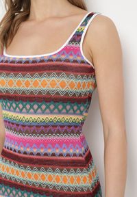 Born2be - Fioletowo-Beżowa Dopasowana Sukienka Midi na Ramiączkach z Elastycznej Dzianiny Dempnia. Kolor: fioletowy. Materiał: dzianina. Długość rękawa: na ramiączkach. Długość: midi #3