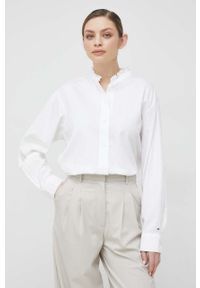 TOMMY HILFIGER - Tommy Hilfiger koszula bawełniana damska kolor biały relaxed ze stójką. Typ kołnierza: kołnierzyk stójkowy. Kolor: biały. Materiał: bawełna. Długość: długie #1