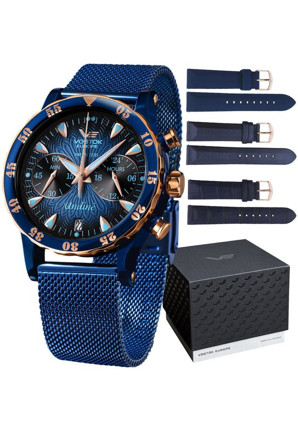 Zegarek damski Vostok Europe VK64-515E628B1 niebieski. Kolor: niebieski