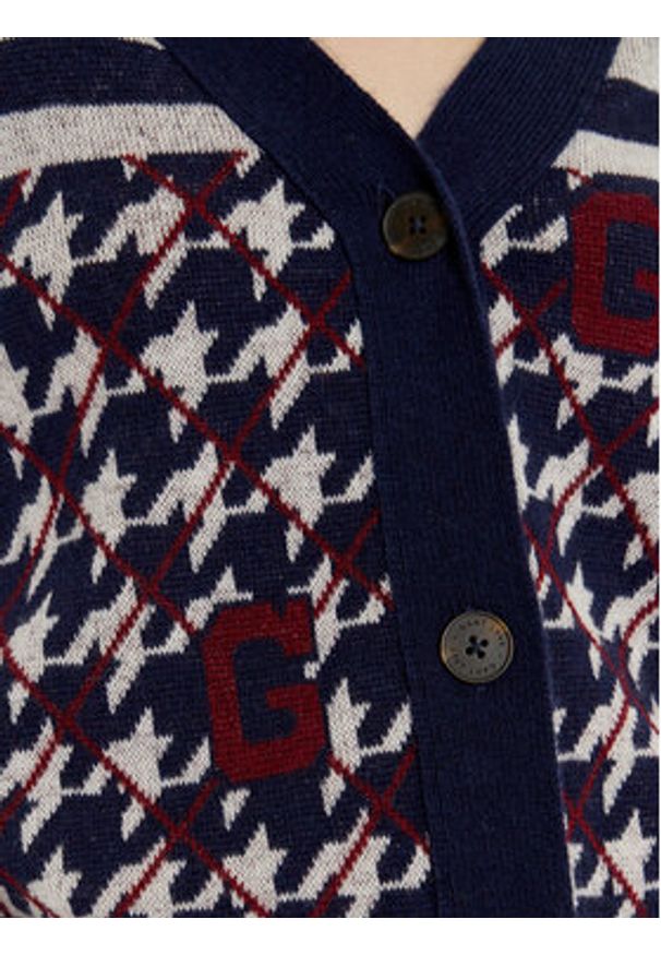 GANT - Gant Kardigan 4805275 Granatowy Regular Fit. Kolor: niebieski. Materiał: wełna