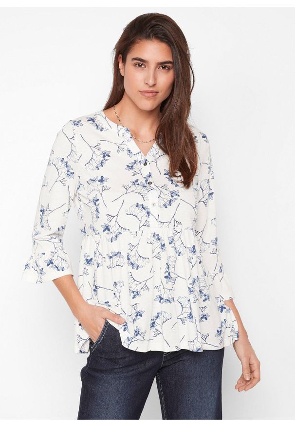 bonprix - Tunika T-shirtowa z rękawami 3/4. Kolor: biały