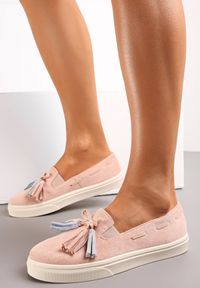 Born2be - Różowe Półbuty na Grubej Podeszwie z Chwostami Fatuma. Okazja: na co dzień. Kolor: różowy. Styl: elegancki, casual #5