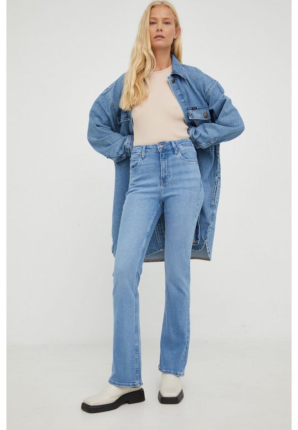 Lee jeansy Breese Boot Partly Cloudy damskie high waist. Stan: podwyższony. Kolor: niebieski