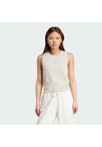 Adidas - Koszulka bez rękawów Soft Lux. Kolor: beżowy. Materiał: materiał. Długość rękawa: bez rękawów