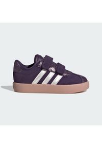 Adidas - Buty dla dzieci VL Court 3.0. Zapięcie: pasek. Kolor: fioletowy, biały, wielokolorowy. Sport: turystyka piesza, tenis