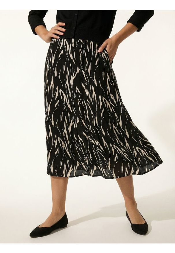 Sinsay - Wiskozowa spódnica midi w abstrakcyjny wzór - wielobarwny. Materiał: wiskoza