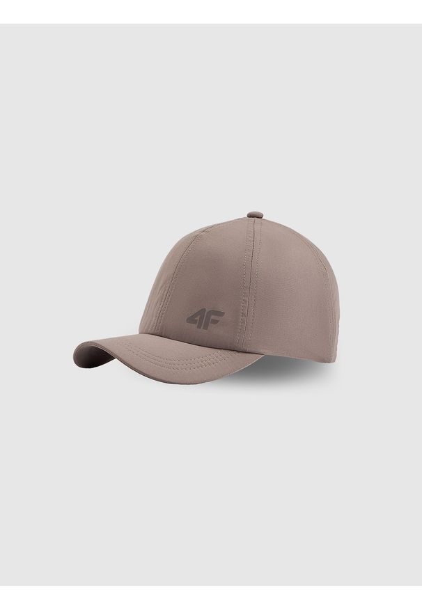 4f - 4F Czapka z daszkiem snapback dziecięca - beżowa MT. Kolor: beżowy. Materiał: bawełna, materiał. Styl: sportowy, casual, klasyczny, młodzieżowy