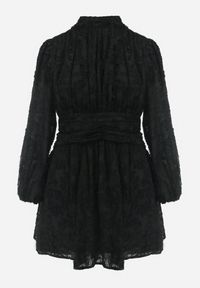 Born2be - Czarna Rozkloszowana Sukienka Koronkowa Mini Alatalo. Kolor: czarny. Materiał: koronka. Długość: mini #2