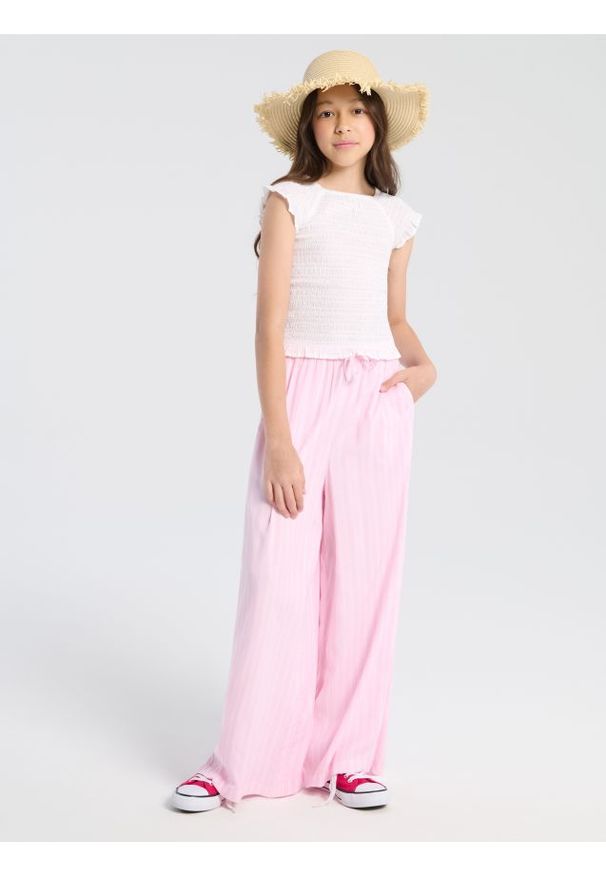 Sinsay - Spodnie wide leg z wiskozy - wielobarwny. Materiał: wiskoza