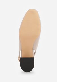 Born2be - Ciemnobeżowe Czółenka VICES na Ozdobnym Słupku z Odkrytą Piętą Sanegea. Okazja: na wesele, do pracy, na co dzień, na ślub cywilny. Zapięcie: pasek. Kolor: beżowy. Materiał: jeans. Obcas: na słupku. Styl: casual, klasyczny, elegancki #6