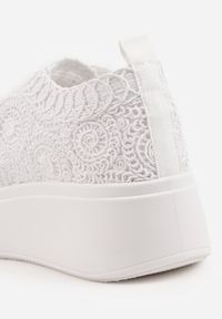 Born2be - Białe Sneakersy z Plecionki na Grubej Podeszwie w Stylu Boho Dacara. Okazja: na co dzień. Kolor: biały. Materiał: jeans. Szerokość cholewki: normalna #7