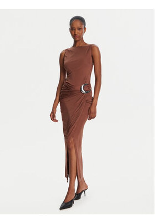 STAUD Sukienka koktajlowa Talia R25R2137VJ Brązowy Slim Fit. Kolor: brązowy. Materiał: wiskoza. Styl: wizytowy