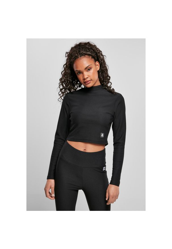 Damska bluzka z długim rękawem z golfem Urban Classics starter stretch. Typ kołnierza: golf. Kolor: czarny. Długość rękawa: długi rękaw. Długość: długie. Sport: golf