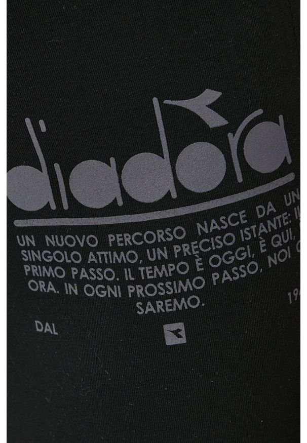 Diadora legginsy damskie kolor czarny z nadrukiem. Kolor: czarny. Materiał: bawełna. Wzór: nadruk