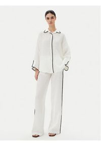ICONA Spodnie materiałowe RP5LE005 Biały Relaxed Fit. Kolor: biały. Materiał: len #3