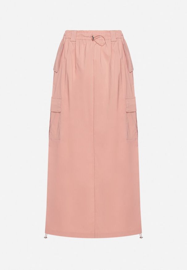 Born2be - Różowa Spódnica z Kieszeniami w Stylu Cargo na Dole Ściągacze ze Stoperem Obilasa. Okazja: na co dzień. Kolor: różowy. Materiał: tkanina. Styl: klasyczny, casual, elegancki