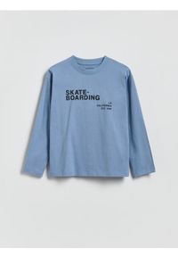 Reserved - Bawełniany longsleeve - granatowy. Kolor: niebieski. Materiał: bawełna. Długość rękawa: długi rękaw