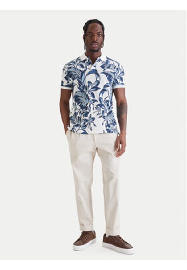 TOMMY HILFIGER - Tommy Hilfiger Polo Floral Aop MW0MW43125 Niebieski Regular Fit. Typ kołnierza: polo. Kolor: niebieski. Materiał: bawełna