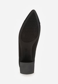 Renee - Czarne Czółenka VICES na Geometrycznym Słupku Daphilane. Nosek buta: otwarty. Kolor: czarny. Materiał: skóra, materiał. Wzór: geometria. Obcas: na słupku. Wysokość obcasa: średni #4
