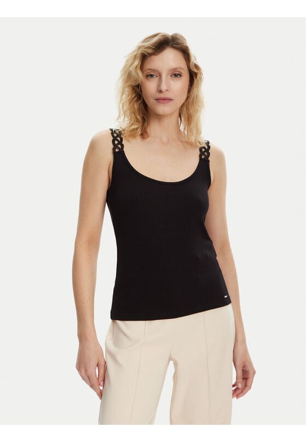 Morgan Top 251-DOUBI Czarny Slim Fit. Kolor: czarny. Materiał: wiskoza