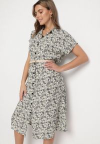 Born2be - Czarna Sukienka Bawełniana Koszulowa we Wzór Paisley Aelluria. Kolor: czarny. Materiał: bawełna. Wzór: paisley. Typ sukienki: koszulowe #2