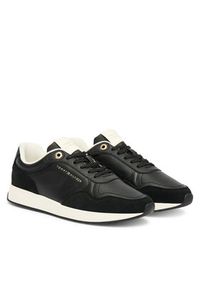 TOMMY HILFIGER - Tommy Hilfiger Sneakersy Monogram Mix Material Runner FW0FW09267 Czarny. Kolor: czarny. Materiał: zamsz, skóra #5