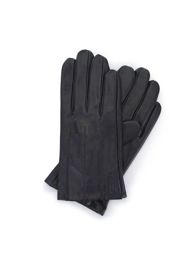 Wittchen - Męskie rękawiczki z gładkiej skóry. Kolor: czarny. Materiał: skóra. Wzór: gładki. Sezon: jesień, zima. Styl: elegancki