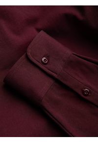 Ombre Clothing - Bawełniana męska koszula REGULAR z dzianiny single jersey - bordowa V3 OM-SHCS-0138 - XXL. Kolor: czerwony. Materiał: bawełna, dzianina, jersey. Wzór: haft, kolorowy #3