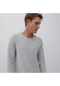 Reserved - Bawełniany sweter basic - Jasny szary. Kolor: szary. Materiał: bawełna
