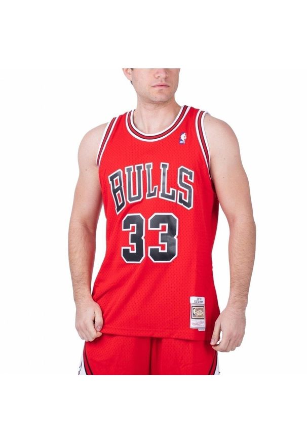 Koszulka do koszykówki Mitchell & Ness Chicago Bulls NBA Scottie Pippen #33. Kolor: czarny, czerwony, wielokolorowy. Sport: koszykówka