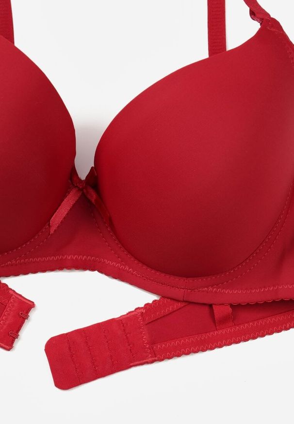 Born2be - Bordowy Klasyczny Biustonosz o Gładkim Wykończeniu Lamisa. Kolor: czerwony. Wzór: gładki