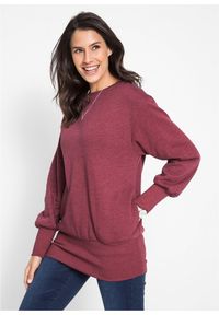 bonprix - Bluza oversize, długi rękaw. Kolor: czerwony. Długość rękawa: długi rękaw. Długość: długie. Styl: sportowy