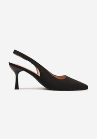 Renee - Czarne Sandały na Szpilce Typu Slingback Melovelle. Okazja: na co dzień. Kolor: czarny. Materiał: jeans. Obcas: na szpilce. Styl: elegancki, casual