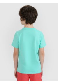 4f - 4F T-shirt regular z nadrukiem chłopięcy - turkusowy 152 (11-12 lat). Okazja: na co dzień. Kolor: turkusowy. Materiał: jersey, materiał, bawełna. Długość rękawa: krótki rękaw. Długość: krótkie. Wzór: nadruk. Sezon: lato. Styl: klasyczny, sportowy, casual