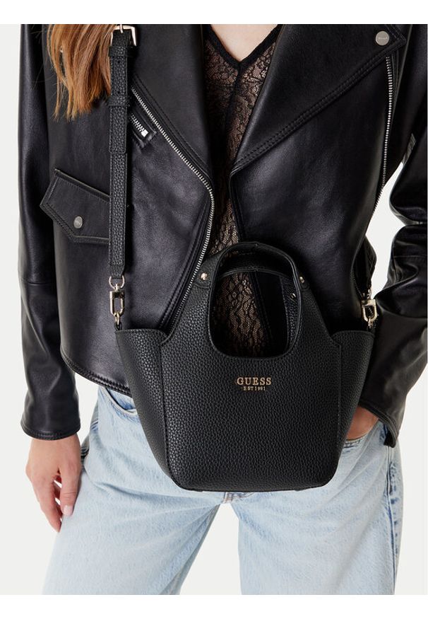 Guess Torebka Calista Mini HWBG73 34750 Czarny. Kolor: czarny. Materiał: skórzane