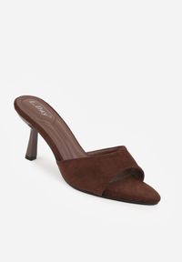 Born2be - Brązowe Klapki na Lakierowanej Szpilce Felesh. Okazja: na co dzień. Kolor: brązowy. Materiał: lakier. Styl: casual, elegancki, klasyczny #6