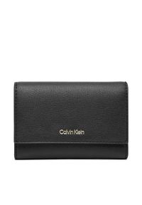 Calvin Klein Portfel damski Foil Logo Trifold W/ Zip Pocket LV04F1117G Czarny. Kolor: czarny. Materiał: skóra