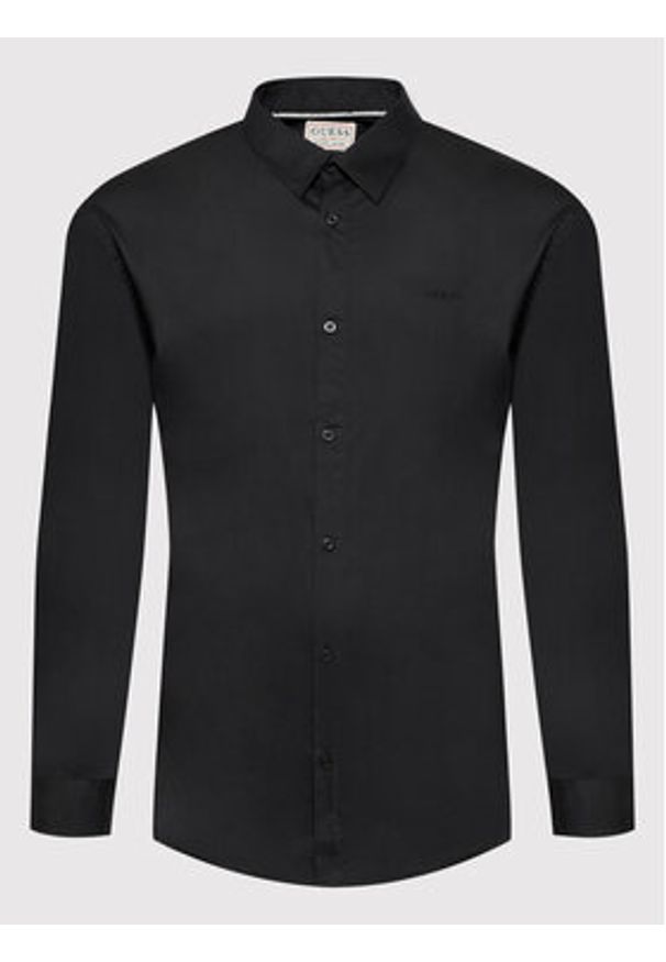 Guess Koszula Sunset M1YH20 W7ZK1 Czarny Slim Fit. Kolor: czarny. Materiał: bawełna