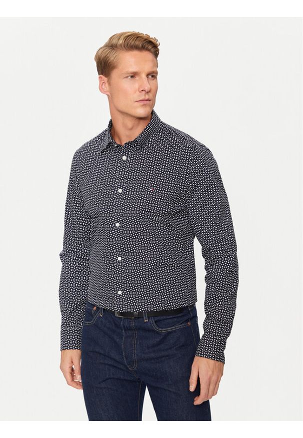 TOMMY HILFIGER - Tommy Hilfiger Koszula MW0MW36870 Granatowy Slim Fit. Kolor: niebieski. Materiał: bawełna