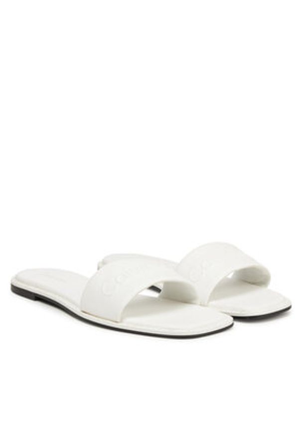 Calvin Klein Klapki Flat Slide - He HW0HW02378 Biały. Kolor: biały. Materiał: materiał