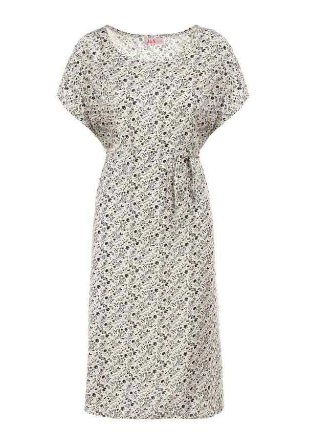 Born2be - Beżowa Sukienka Agatilus. Okazja: na co dzień. Kolekcja: plus size. Kolor: beżowy. Wzór: aplikacja, kwiaty. Typ sukienki: proste, dla puszystych. Materiał: materiał. Długość rękawa: krótki rękaw. Sezon: lato. Styl: casual. Długość: midi