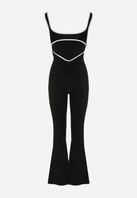 Renee - Czarny Kombinezon Sportowy Flare na Ramiączkach z Efektem Push Up i Lamówką Neamela. Okazja: na spacer. Kolor: czarny. Długość rękawa: na ramiączkach. Długość: krótkie. Styl: sportowy #5