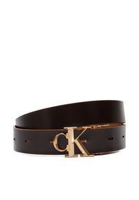 Calvin Klein Pasek Damski Facet CK Pebble LV04F7044G Brązowy. Kolor: brązowy. Materiał: skóra #3