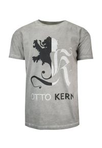 Otto Kern - T-shirt Szary Bawełniany, Męski, z Nadrukiem, Krótki Rękaw, U-neck. Okazja: na co dzień. Kolor: szary. Materiał: bawełna. Długość rękawa: krótki rękaw. Długość: krótkie. Wzór: nadruk. Sezon: lato, wiosna. Styl: casual