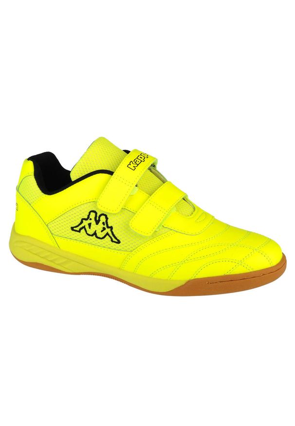 Buty piłkarskie dla dzieci Kappa Kickoff OC T. Zapięcie: rzepy. Kolor: żółty. Materiał: materiał, syntetyk. Szerokość cholewki: normalna. Sport: piłka nożna