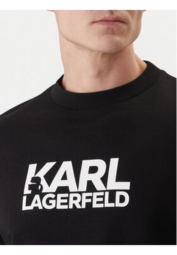Karl Lagerfeld - KARL LAGERFELD Bluza 705780 500917 Czarny Regular Fit. Typ kołnierza: dekolt w karo. Kolor: czarny. Materiał: bawełna