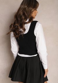 Renee - Czarny 2-Częściowy Komplet Koszula i Dzianinowy Top o Krótkim Fasonie Tarilena. Kolor: czarny. Materiał: dzianina #5