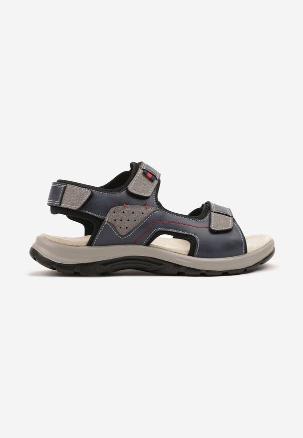 Born2be - Granatowe Sandały Vices w Sportowym Stylu Zapinane na Rzep Tanindra. Okazja: na plażę, na spacer. Zapięcie: rzepy. Kolor: niebieski. Styl: sportowy