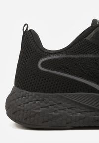 Born2be - Czarne Buty Sportowe Sneakersy z Ozdobnym Paskiem z Boku Damamene. Okazja: na co dzień. Zapięcie: pasek. Kolor: czarny. Materiał: jeans, dresówka #3